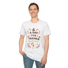 A Day for Thanks" Thanksgiving T-Shirt with Fall Floral Design