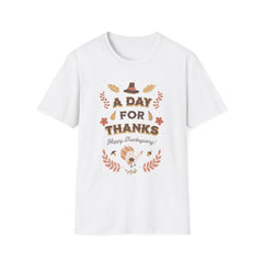 A Day for Thanks" Thanksgiving T-Shirt with Fall Floral Design