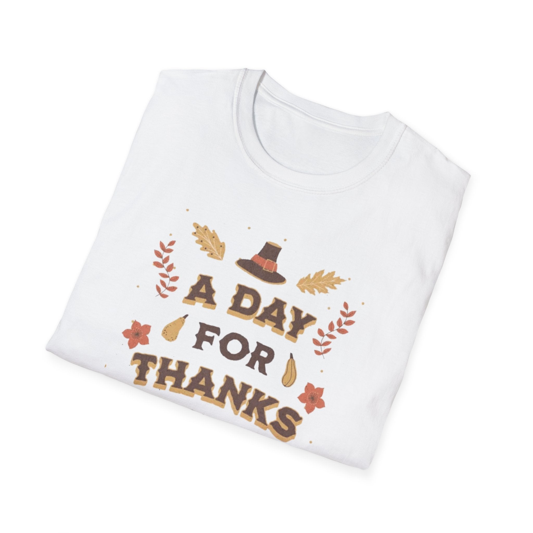 A Day for Thanks" Thanksgiving T-Shirt with Fall Floral Design