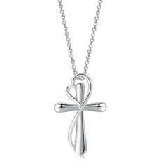 Heart-shaped Cross Necklace Simple Color Separation Electroplating