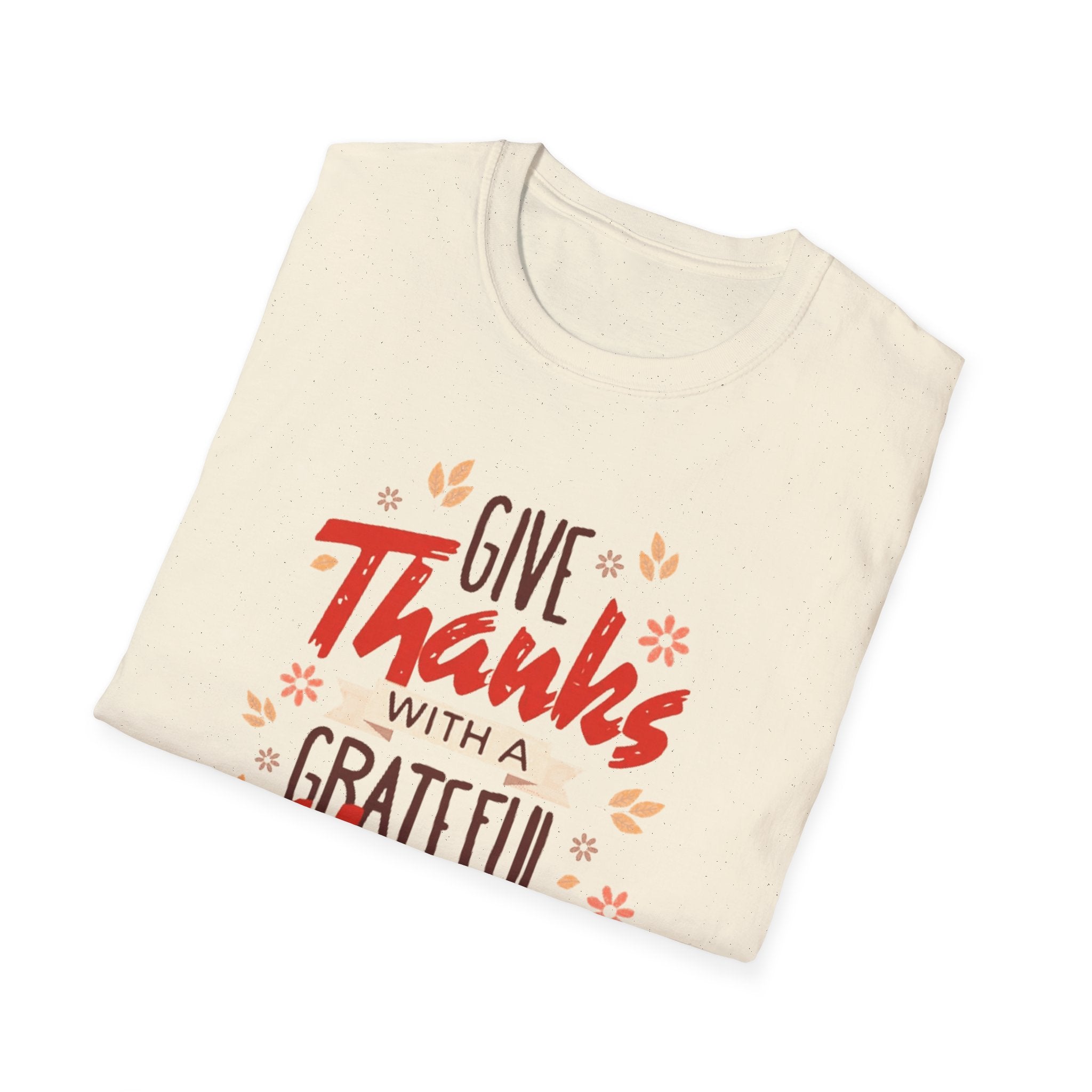 "Give Thanks with a Grateful Heart" Thanksgiving T-Shirt - Festive Fall Design for Men & Women