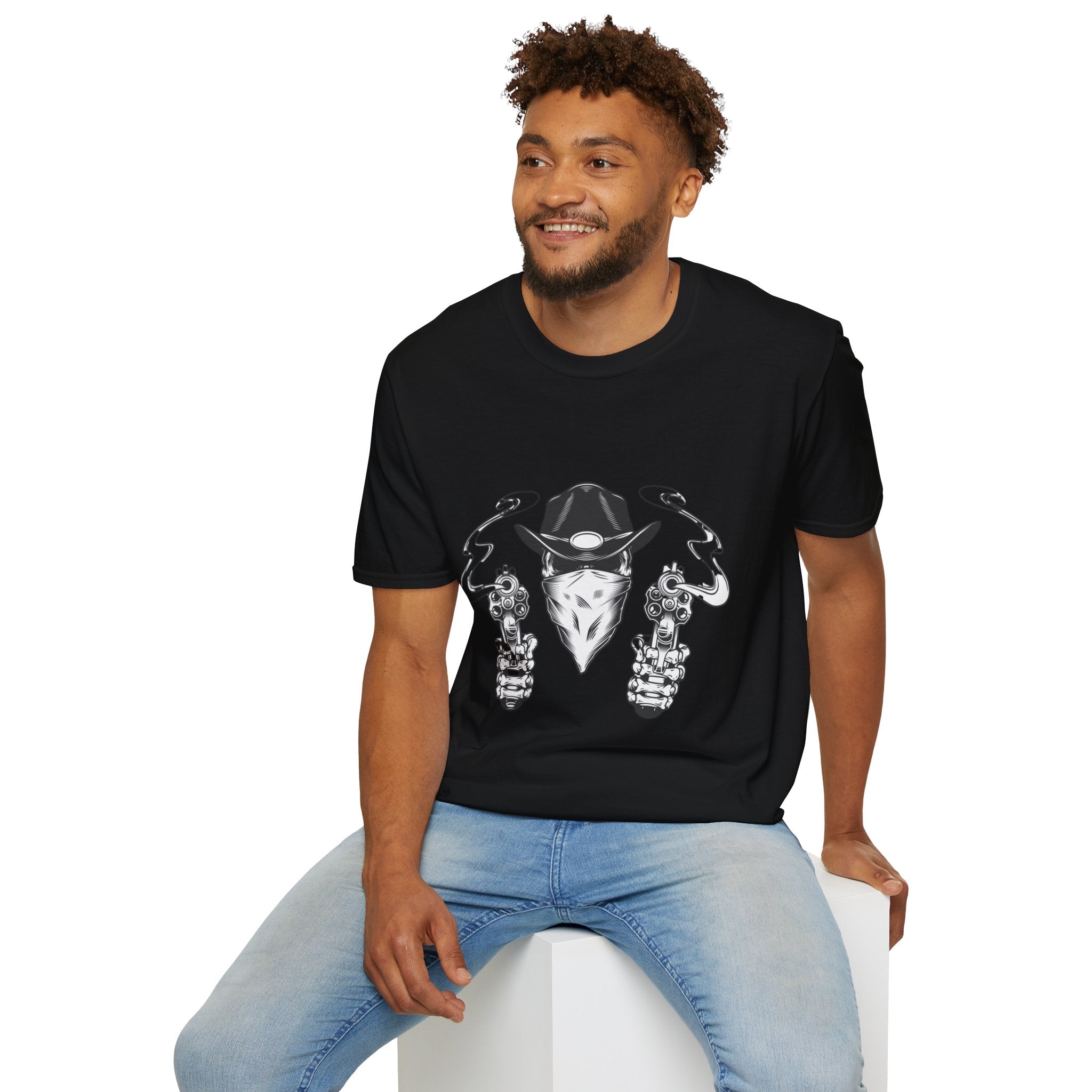 Men's Cowboy Gunslinger Graphic T-Shirt - Western Outlaw Design