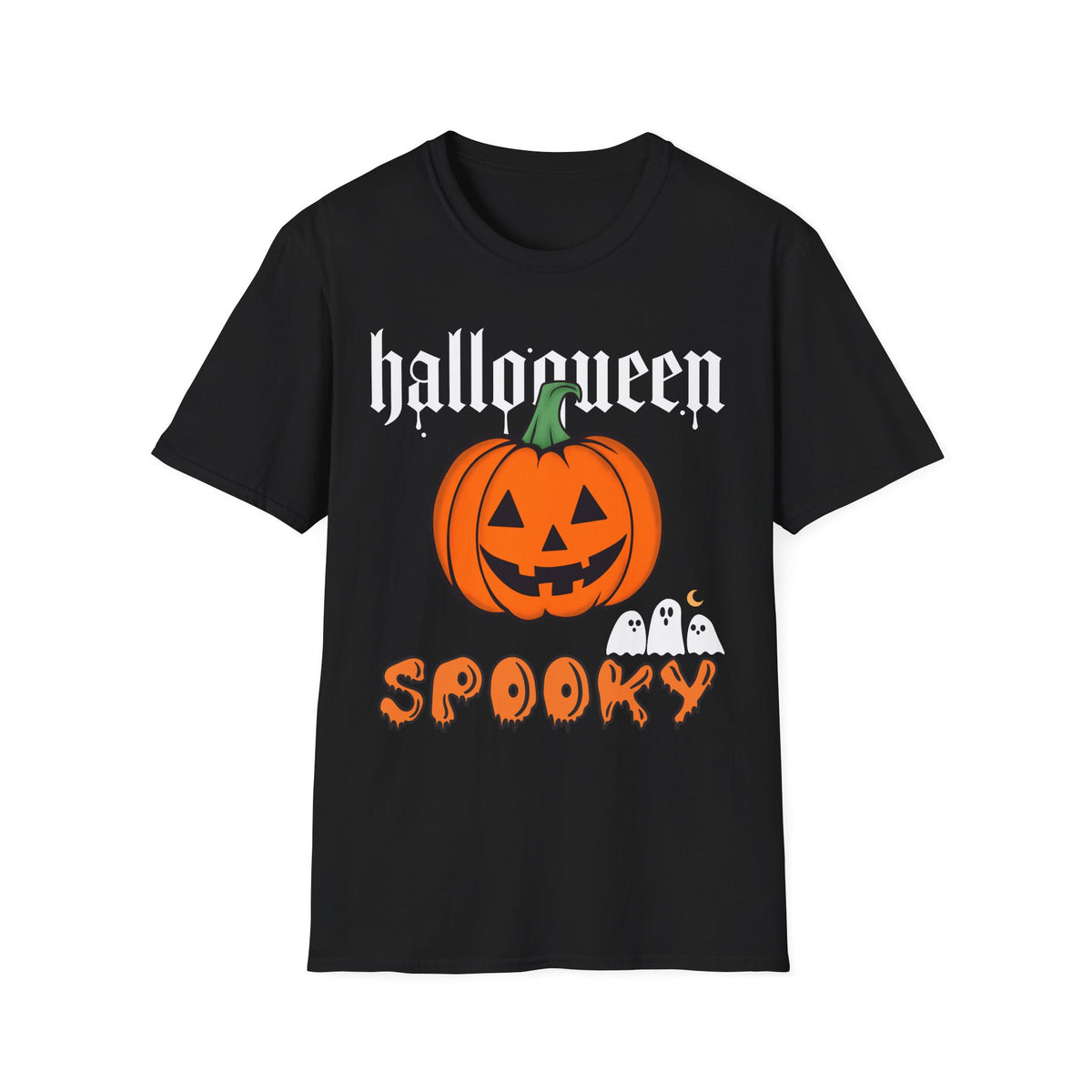 "Spooky Halloween" Pumpkin and Ghost Graphic T-Shirt - Unisex Comfort Fit, Festive Halloween Apparel